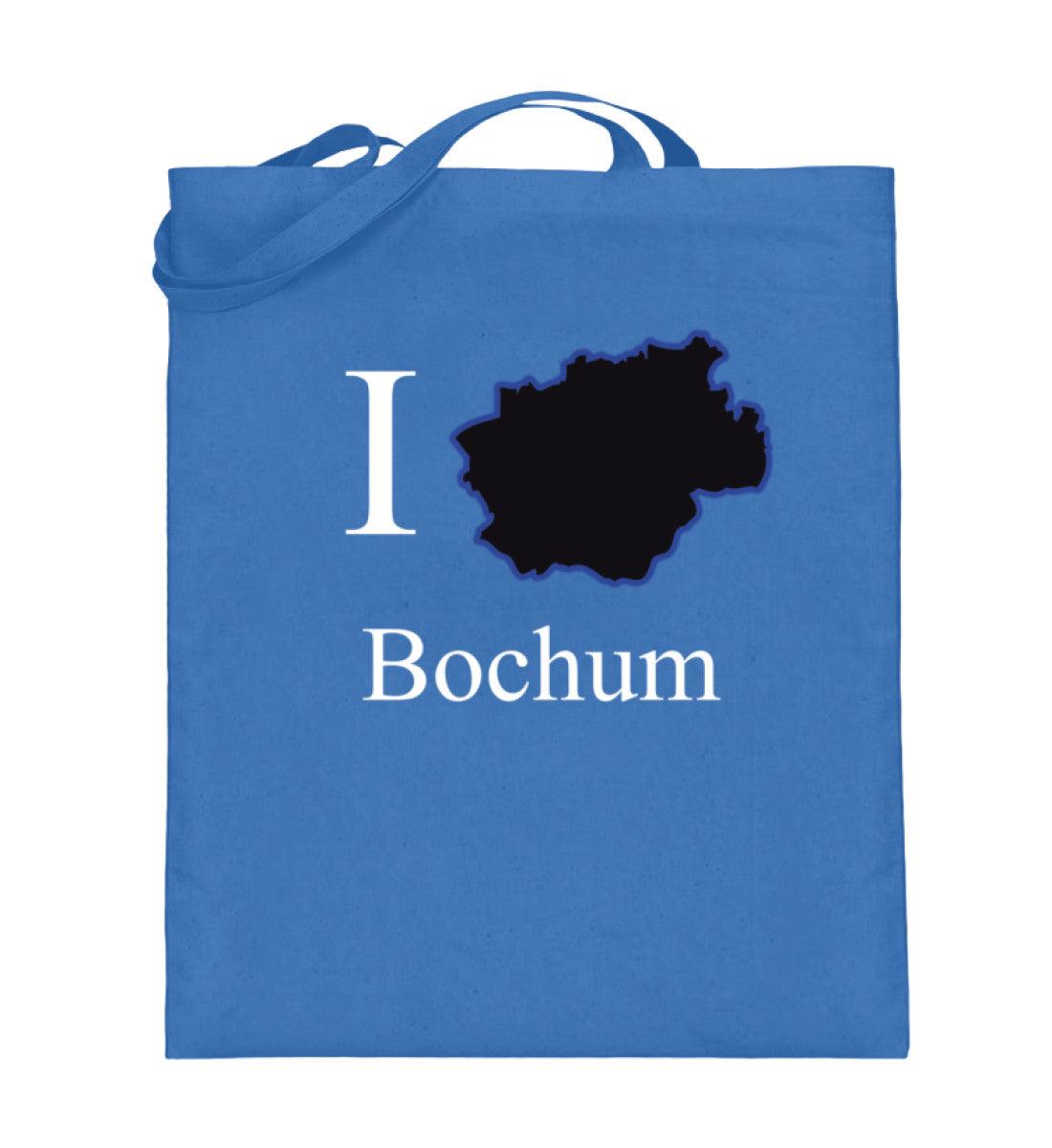 I Herz Bochum Tragetasche/ Jutebeutel mit Druck Blau-5739
