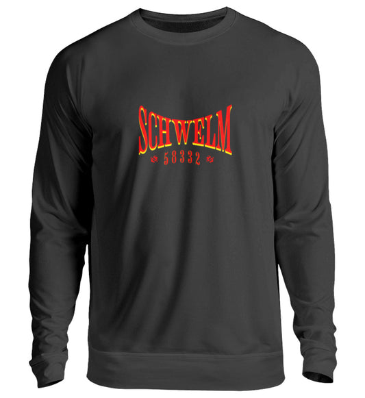 Schwelm Postleitzahl Pullover bedruckt Deep Black-639