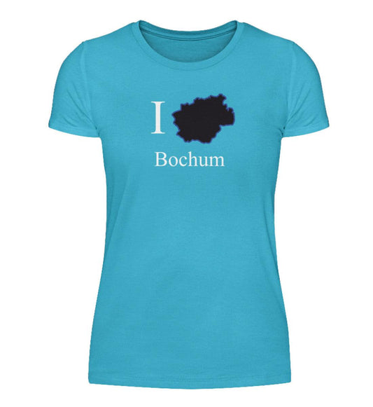 I Herz Bochum Damen T-Shirt mit Druck Karibik Blau-2462